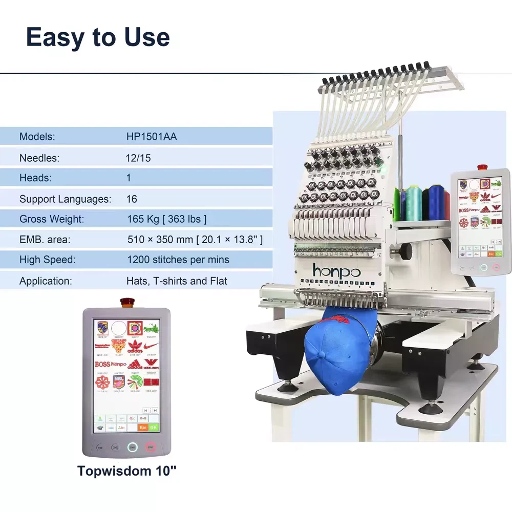 HP1501AA fast speed single head embroidery machine