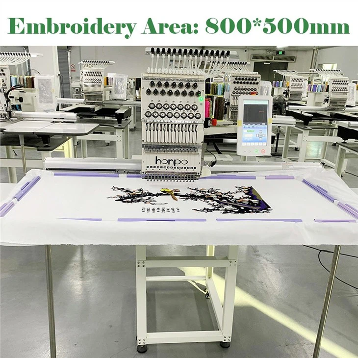 Large Area Single Head 15 Needles Embroidery Machine 800x500mm